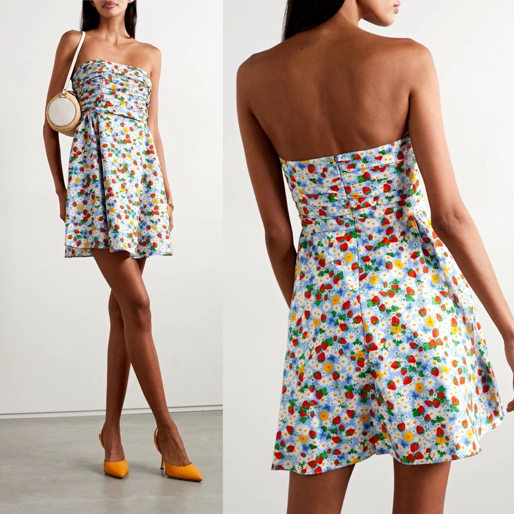 NWT HVN Karla Ruched Strawberry Mini Dress